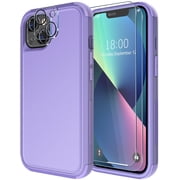 Diverbox Compatible for iPhone 13 Case [Shockproof] [Dropproof] [Tempered Glass Screen Protector + Camera Lens Protector],Heavy Duty Protection Phone Case Cover Purple