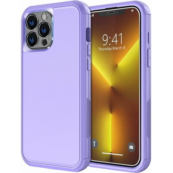 Diverbox for iPhone 13 Pro Max Case [Shockproof] [Dropproof] [Tempered Glass Screen Protector + Camera Lens Protector],Heavy Duty Protection Phone Case Cover for Apple iPhone 13 Pro Max (Purple)