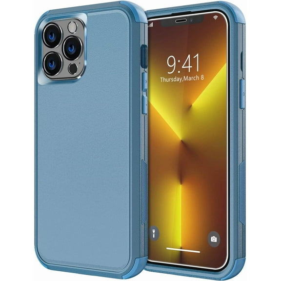Diverbox for iPhone 13 Pro Max Case [Shockproof] [Dropproof] [Tempered Glass Screen Protector   Camera Lens Protector],Heavy Duty Protection Phone Case Cover for Apple iPhone 13 Pro Max  (Blue)
