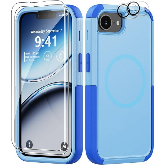 Diverbox for iPhone 16e Case [Compatible with MagSafe] [Shockproof] [Dropproof] [with Screen Protector ] Heavy Duty Protection Phone Case Cover for Apple iPhone 16e 2025 6.1 inch(Blue)