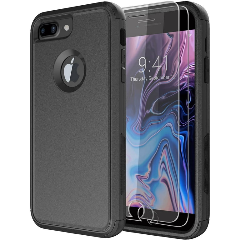 iPhone 8 Plus ブラック + ケース　フィルム付き 128GB iPhone 8 【純正品】 Plus/iPhone 7 Plus Apple レザーケース