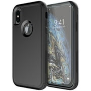 Diverbox for iPhone X Case/iPhone Xs Case [Shockproof] [Dropproof] [Tempered Glass Screen Protector ] Heavy Duty Protection Phone Case Cover for Apple iPhone X/XS (Black)