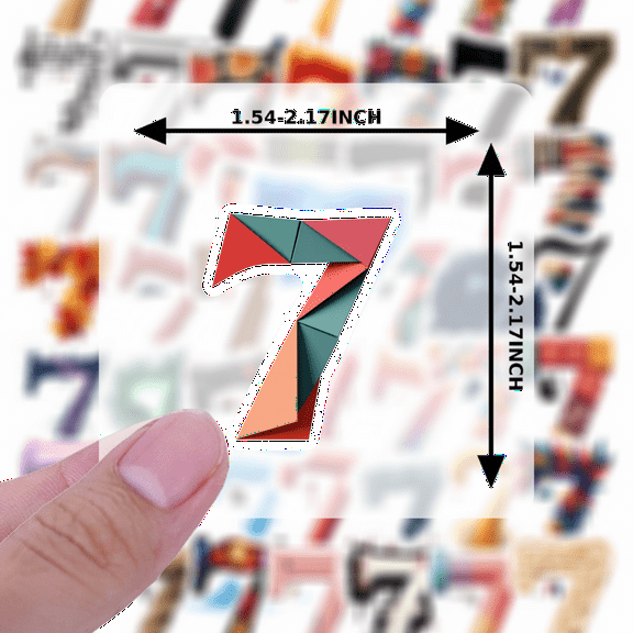 Diverse Number 7 Stickers Stickers, Waterproof Number 7 Stickers Sticker for Water Bottle Laptop Phone Cases Planner Skateboard Luggage Helmet Party Favor Decor, Ideal for Adults Teens Teacher Rewards