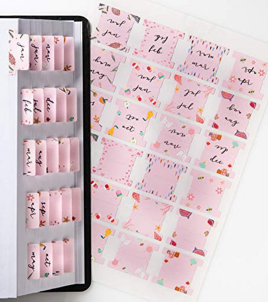 DiverseBee Laminated Planner Monthly Tabs, 24 Peel and Stick Tabs for ...