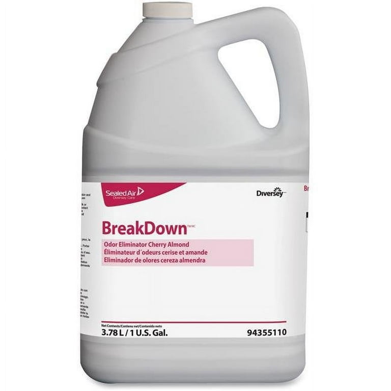 Diversey BreakDown Odor Eliminator - Concentrate - 128 fl oz (4 quart) - Cherry Almond Scent - 4 / Carton - Red Diversey BreakDown Odor Eliminator - Concentrate - 128 fl oz (4 quart) - Cherry Almond Scent - 4 / Carton - Red