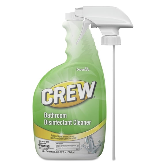 Diversey CBD540199 Crew Bathroom Disinfectant Cleaner, Floral Scent, 32 oz. Spray Bottle, 4/CT