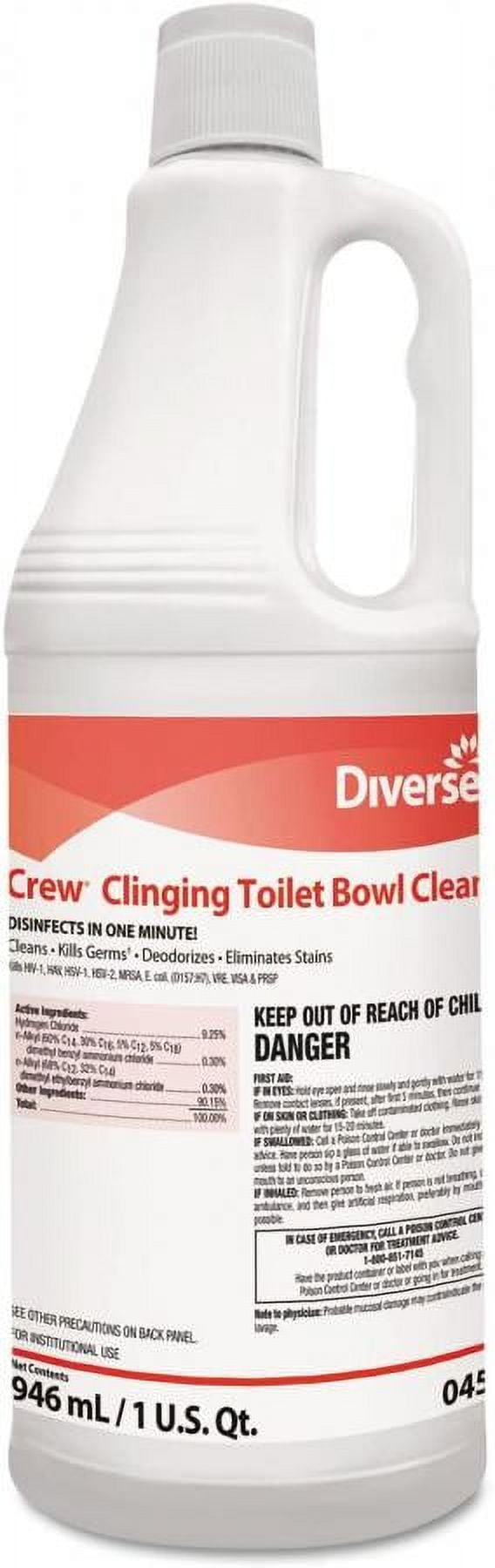 Diversey Crew Clinging Toilet Bowl Cleaner, Acid-based, 32 ounce Bottle,  Floral Scent, 12 Count 