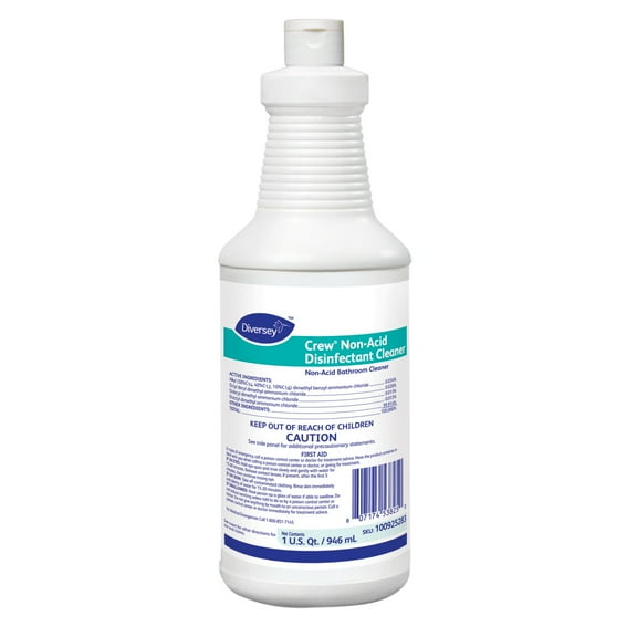 Diversey Crew Neutral Non-Acid Bowl & Bathroom Disinfectant 32 oz Squeeze Bottle 12/CT 100925283