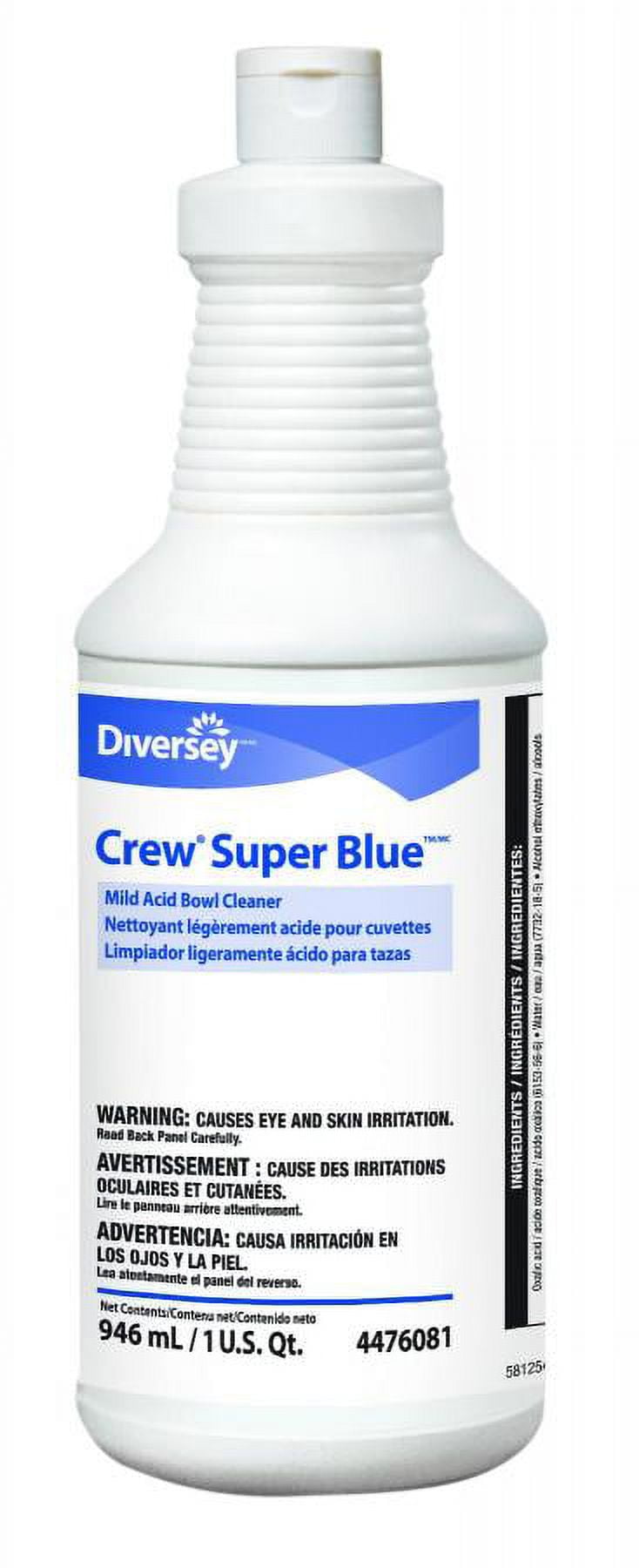 Diversey Crew Super Blue Toilet Bowl Cleaner, Alcohol Based, 32 oz. Squeeze Bottle, Citrus Scent, 12 Count