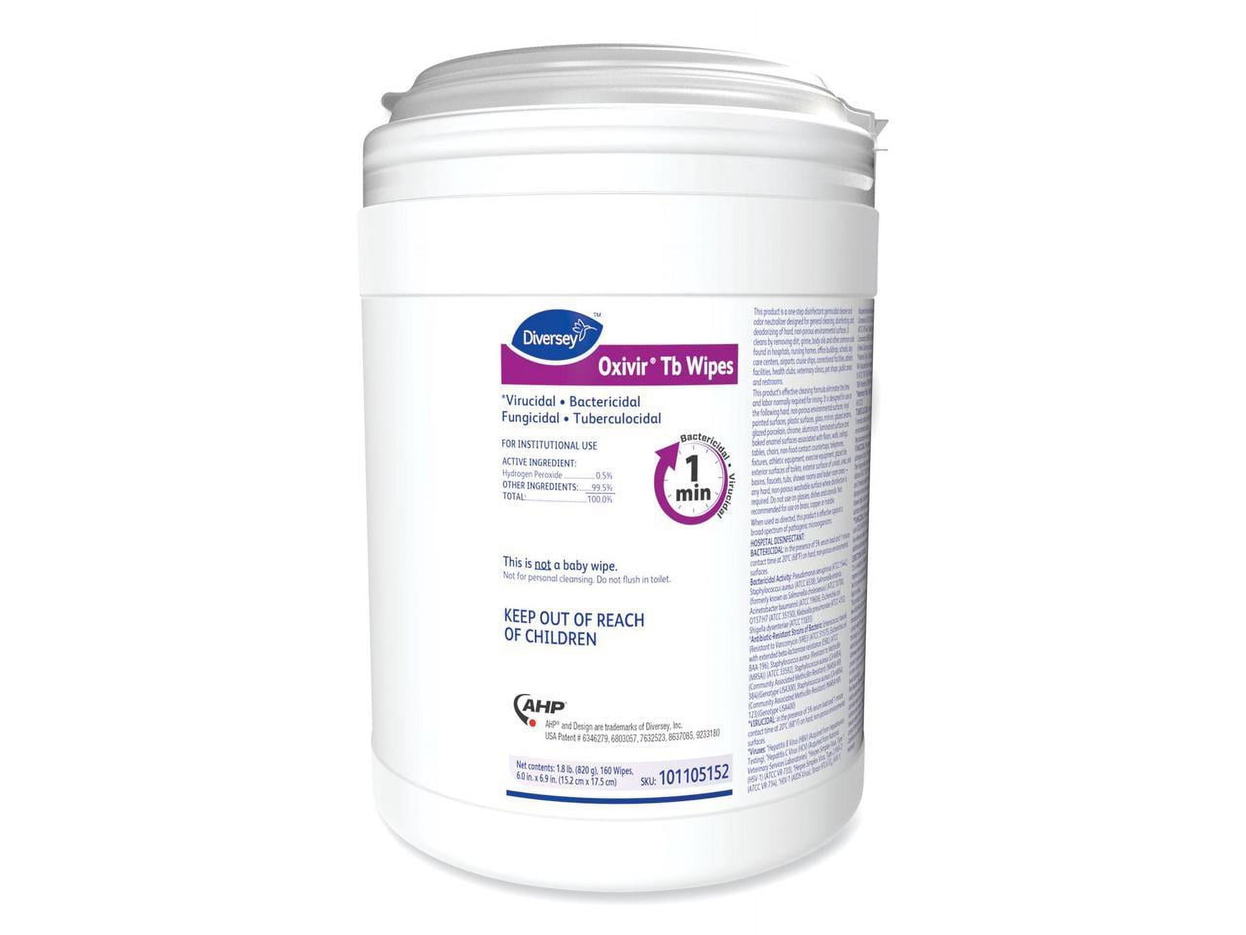 Diversey Oxivir Tb Disinfectant Wipes, White, 6" X 6.9", 160/Canister, 4 Canisters/Carton