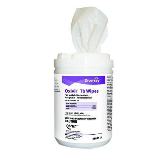 Diversey Oxivir Tb Wipe, Unscented, 160 Wipe Canister, 12 Count