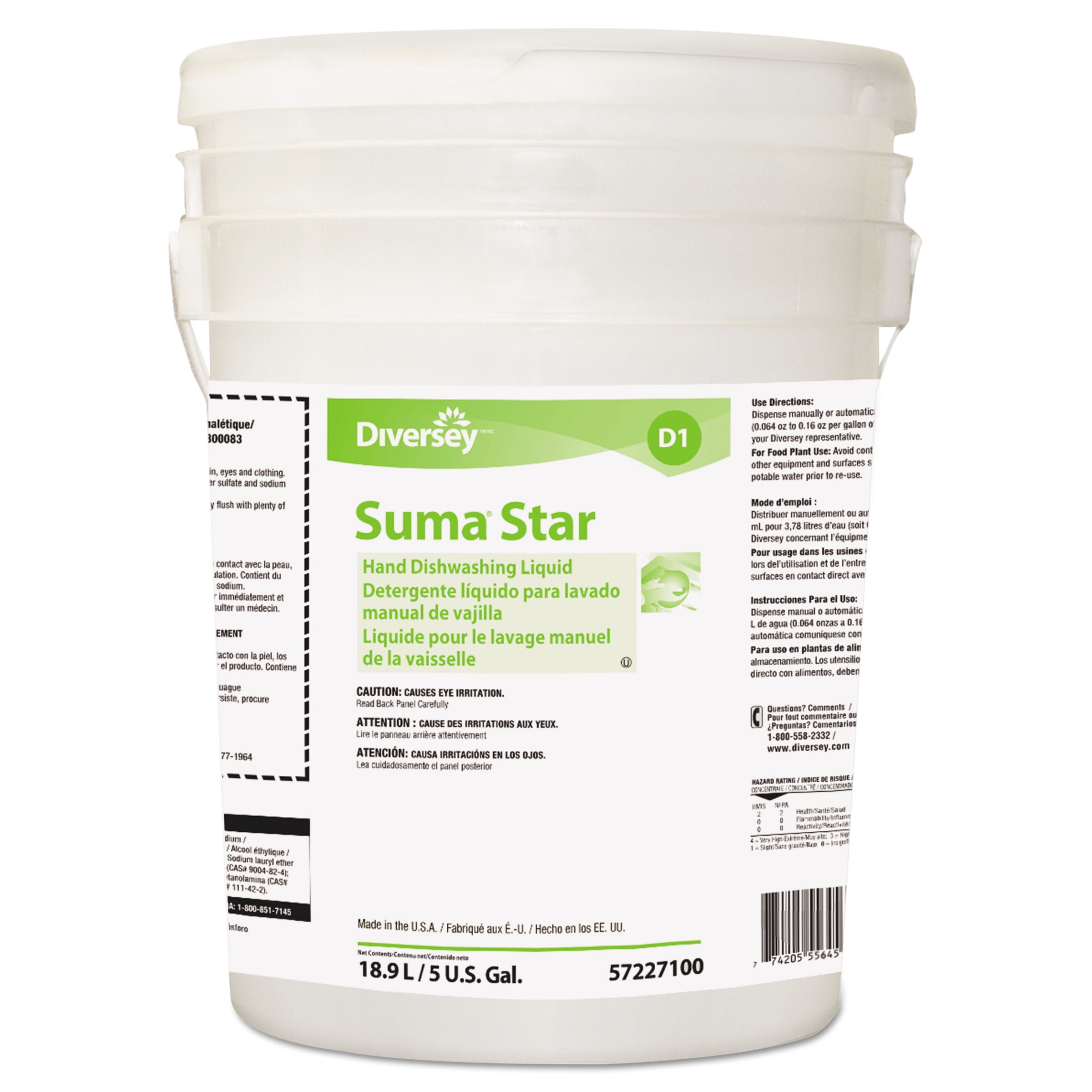 Diversey Suma Star D1 Hand Dishwashing Detergent, Unscented, 5 Gallon