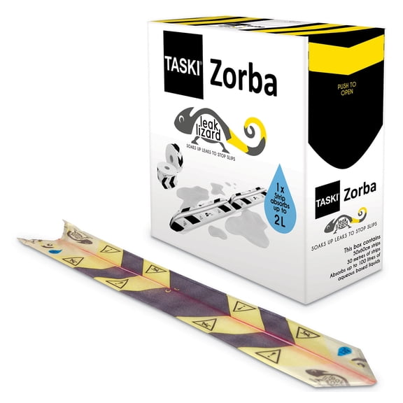Diversey Zorba Absorbent Control Strips, 0.5 Gal Absorbing Volume, 1" X 100 Ft, 50 Strips/box