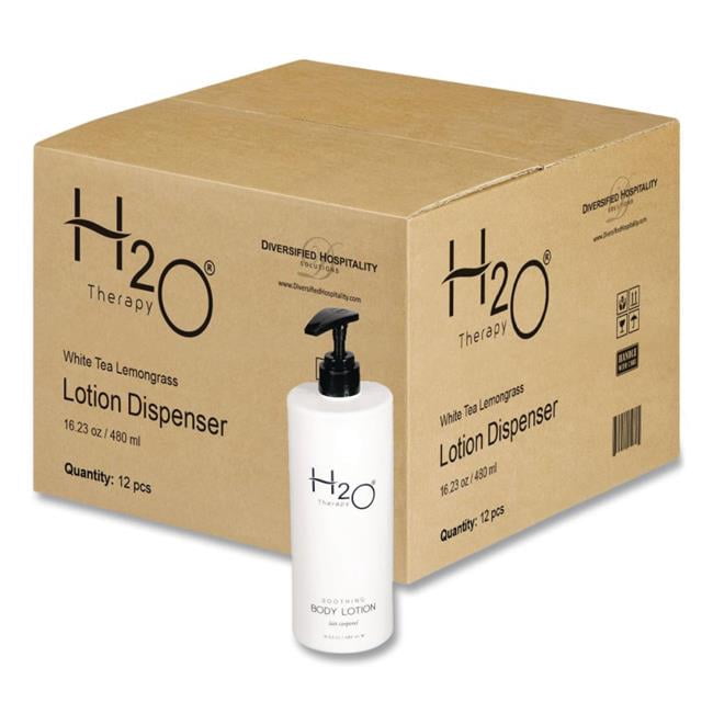 Diversified Hospitality Solutions DHS259836 H2O Therapy Body Lotion, Air Pump, 16.23 oz, White Tea & Lemongrass - 12 Count