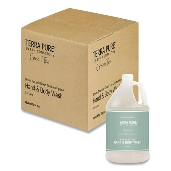Diversified Hospitality Solutions DHS002294 Terra Pure Body Wash, Green Tea Lemongrass, 1 gal - 4 Count