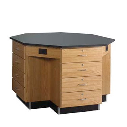 Diversified Woodcrafts 1544KF Octagon Workstation with Drawer Base and Flat Top