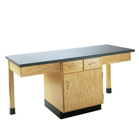 Diversified Woodcrafts 2 Station Science Table With Storage Cabinet, Drawers & Book Compartments