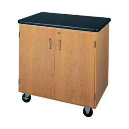 Mobile Storage Cabinet, 36w x 24d x 36h, Black/Oak