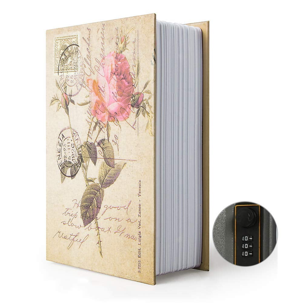 PACOLO, Diversion Book Safe with Lock, 9.5 x 6 x 2.2 inches, Rose ...