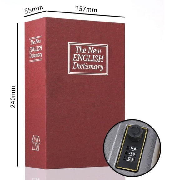 Diversion Book Safe with Combination Lock, Secret Hidden Metal Lock Box,Money Hiding Collection Box,10.4*2.6*7.8in Black Large
