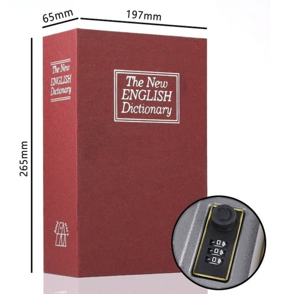 Diversion Book Safe with Combination Lock, Secret Hidden Metal Lock Box,Money Hiding Collection Box,10.4*2.6*7.8in Black Large