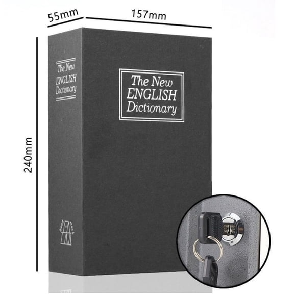 Diversion Book Safe with Combination Lock, Secret Hidden Metal Lock Box,Money Hiding Collection Box,10.4*2.6*7.8in Black Large