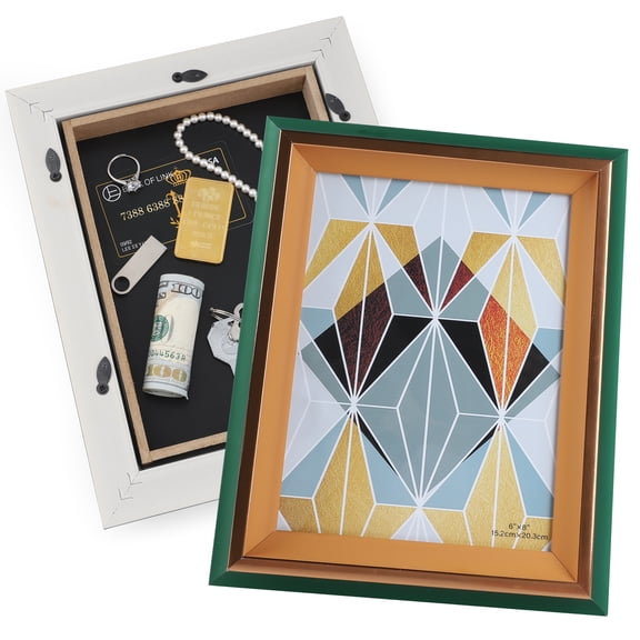 MyMealivos Diversion Safe 7.8"x10" Picture Frame Safe with Secret Compartment for Valuables, Hidden Storage Picture Frame Home Decoration, Wall-Mounted Storage Box for Home-Green