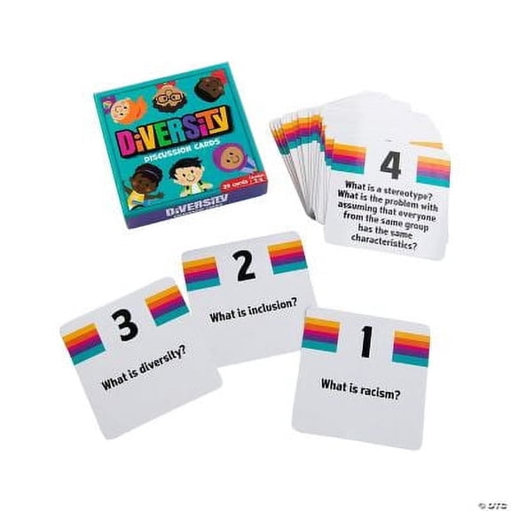 Fun Express Diversity Discussion Printed Flash Cards with Storage Box, 39 Count