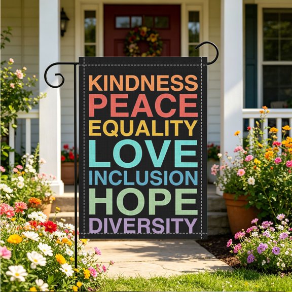 Diversity Equality 2D Printed Garden Flag, Yard Landscape Housewarming Outdoor Decor, Thanksgiving Christmas Gift