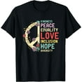 thumbnail image 1 of Diversity Equality Love Peace Human Rights Social Justice Womens T-Shirt Black 4X-Large, 1 of 4