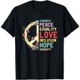 thumbnail image 1 of Diversity Equality Love Peace Human Rights Social Justice T-ShirtMen and women, Black T-shirt, size: Extra large, 1 of 4