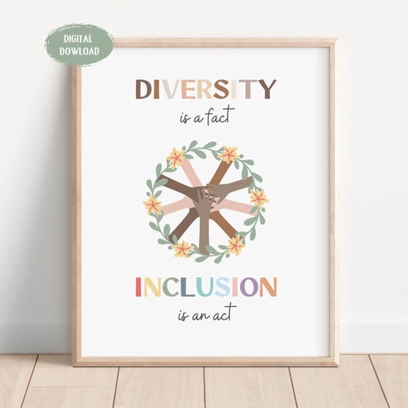 Diversity Is A Fact Inclusive Poster, Inclusive Classroom Decor, Diversity Equality Safe Space Print, Social Worker Quote, School Counselor- Wall Art Print, 8x12 UNFRAMED