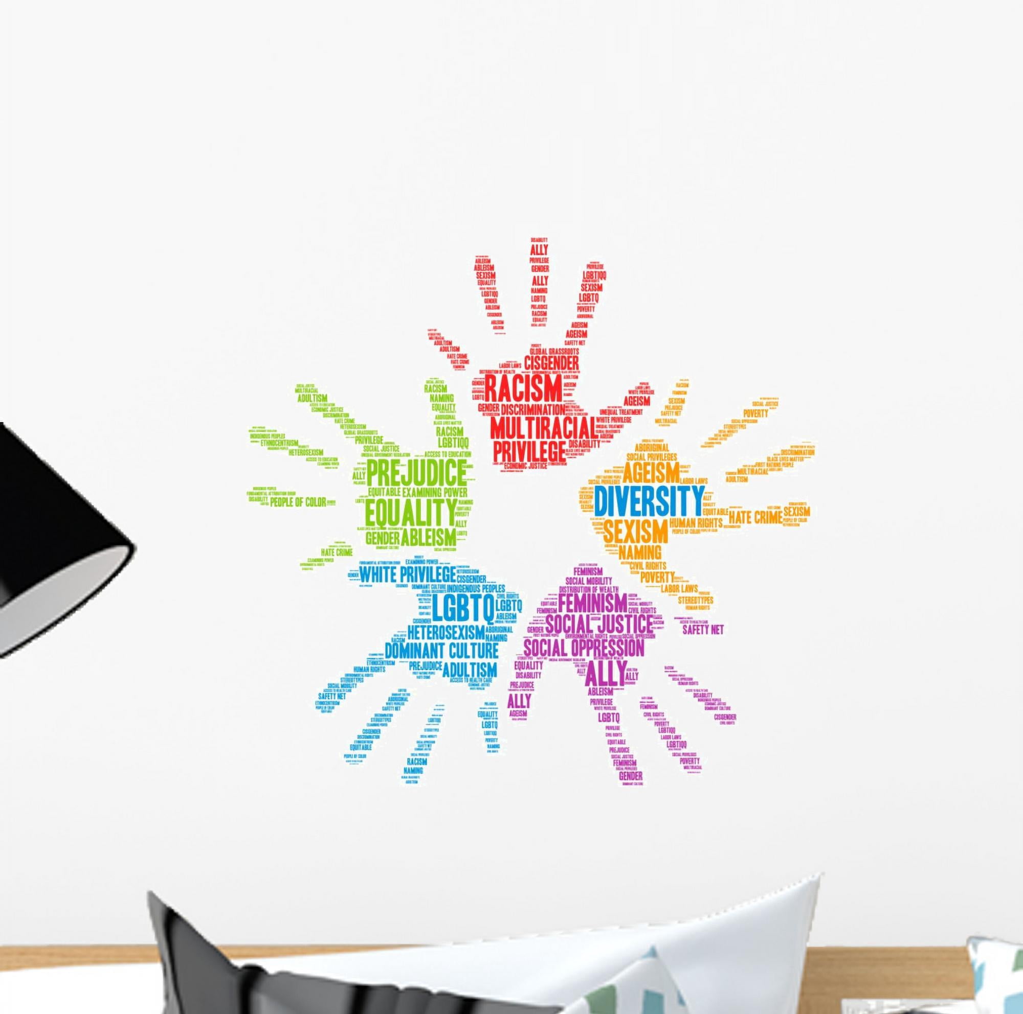 Diversity Hands Word Cloud Wall Decal Wallmonkeys Peel and Stick ...