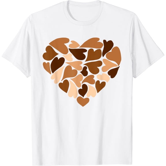 Diversity Hearts Love White History Month Melanin Valentines T-Shirt100% cotton