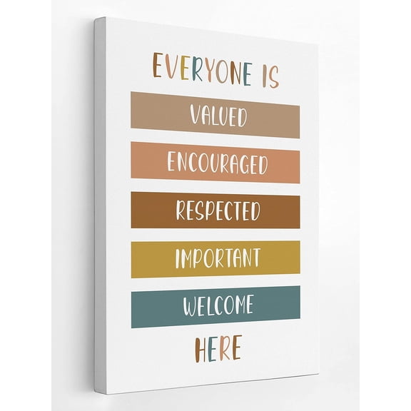 Diversity Inspirational Quote Everyone Is Valued Canvas Wall Art Prints 11x14 Inch Positive Motivational Saying Boho Decor For Home Classroom Nursery Office,Gifts For Teens Girls Boys Kids