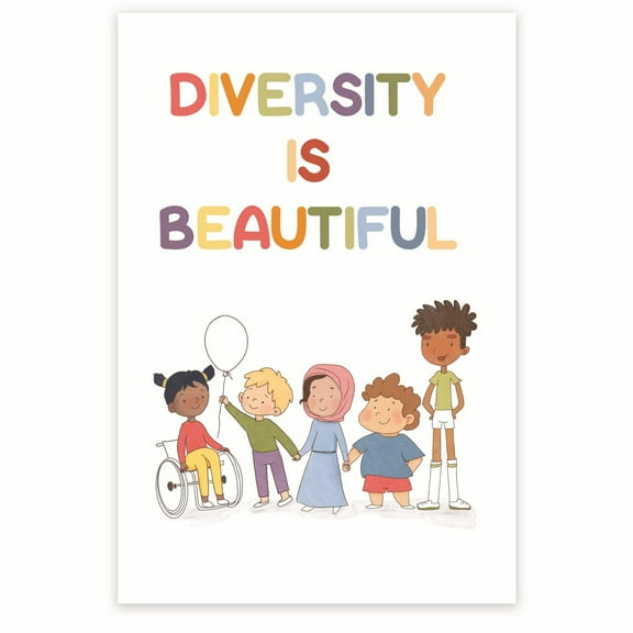 Diversity Is Beautiful Poster - Inclusives Poster - Equality and Diversity Poster - Belonging and Welcoming Poster - 12 x 18 Inch Poster - Unframed - Premium 100lb Gloss - Made In USA - BMCP0398