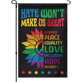 Diversity Kindness Peace Equality Love Inclusion Garden Flag 12 x 18 Inch Double Sided Polyester Outdoor Decor