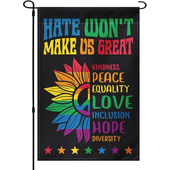 Diversity Kindness Peace Equality Love Inclusion Garden Flag 12 x 18 Inch Double Sided Polyester Outdoor Decor
