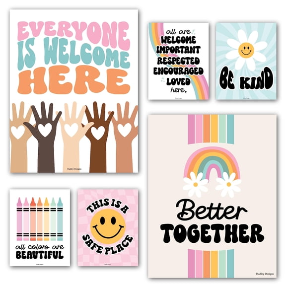 Diversity Posters for Classroom Multicultural Decor 6 Pack 11x14 Inches