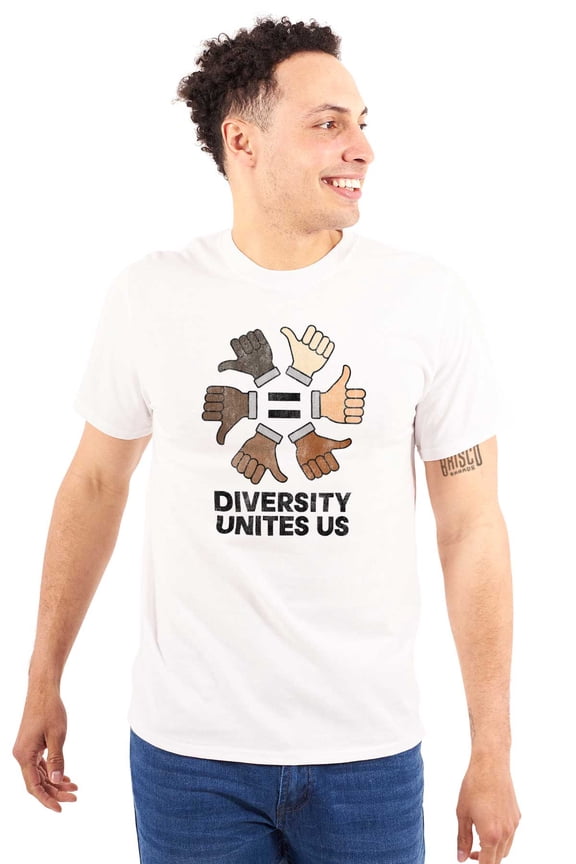 Diversity Unites Us Social Justice Plus Size Crewneck Graphic Tee Shirt Brisco Brands 3X