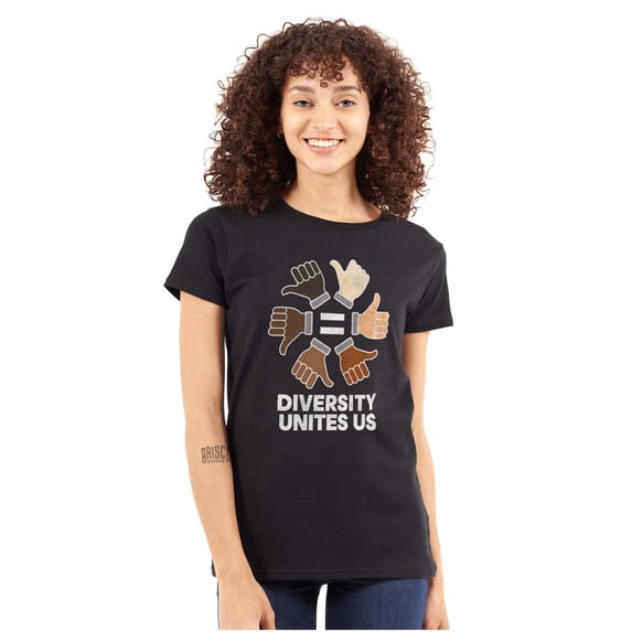 Diversity Unites Us Social Justice Womens Fitted Plus Size Graphic Tee Brisco Brands 3X
