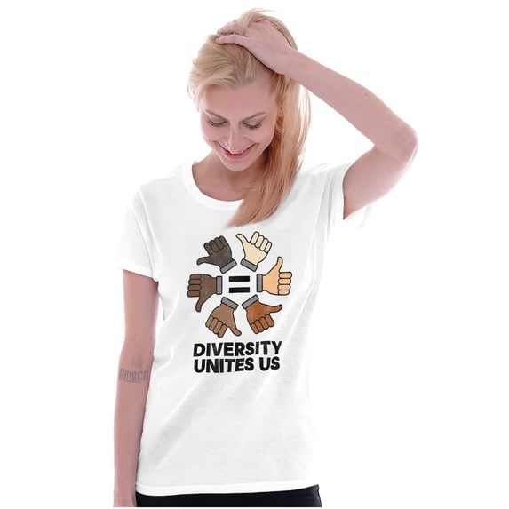 Diversity Unites Us Social Justice Womens Slim Fit Graphic Tee Brisco Brands X