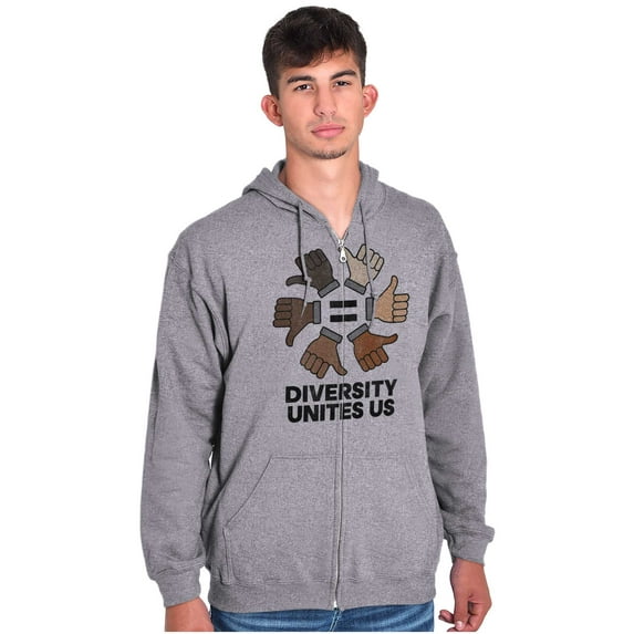 Diversity Unites Us Social Justice Zip Up Hoodie Men's Women's Brisco Brands S