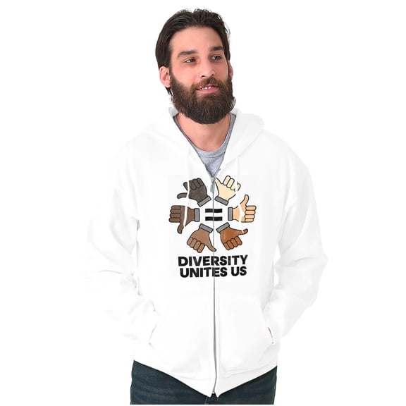 Diversity Unites Us Social Justice Zip Up Hoodie Men's Women's Brisco Brands X