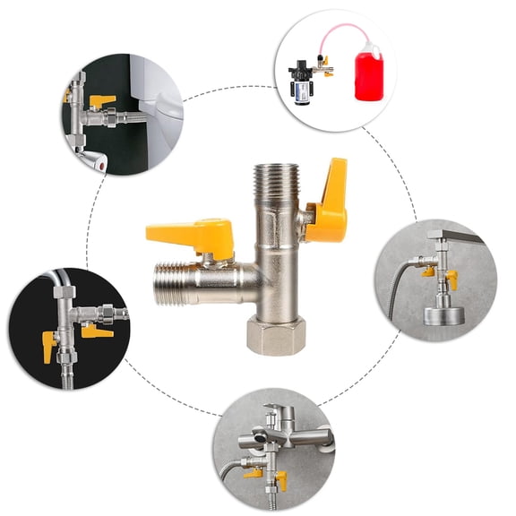 Diverter Valve,Universal T-adapter Valve Arm 3-way Valve Universal Valve Toilet Kitchen Diverter Valve T-adapter Valve Toilet Qisuo Kitchen Silver And Mewmewcat Huiop Shut Off Siuke