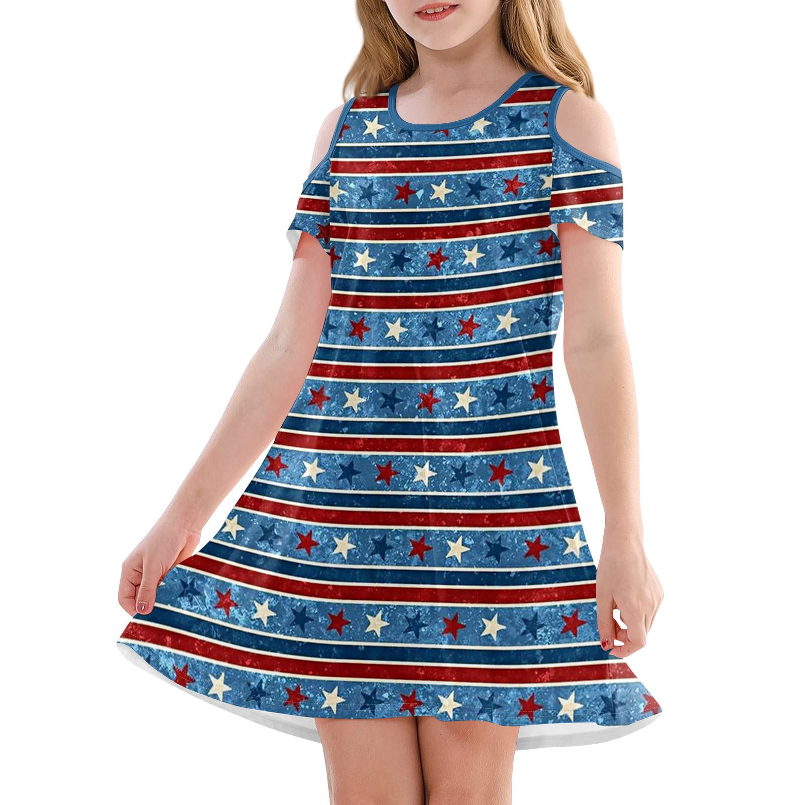 4th of July plaid girls set flag star bloomer set 051926HS4