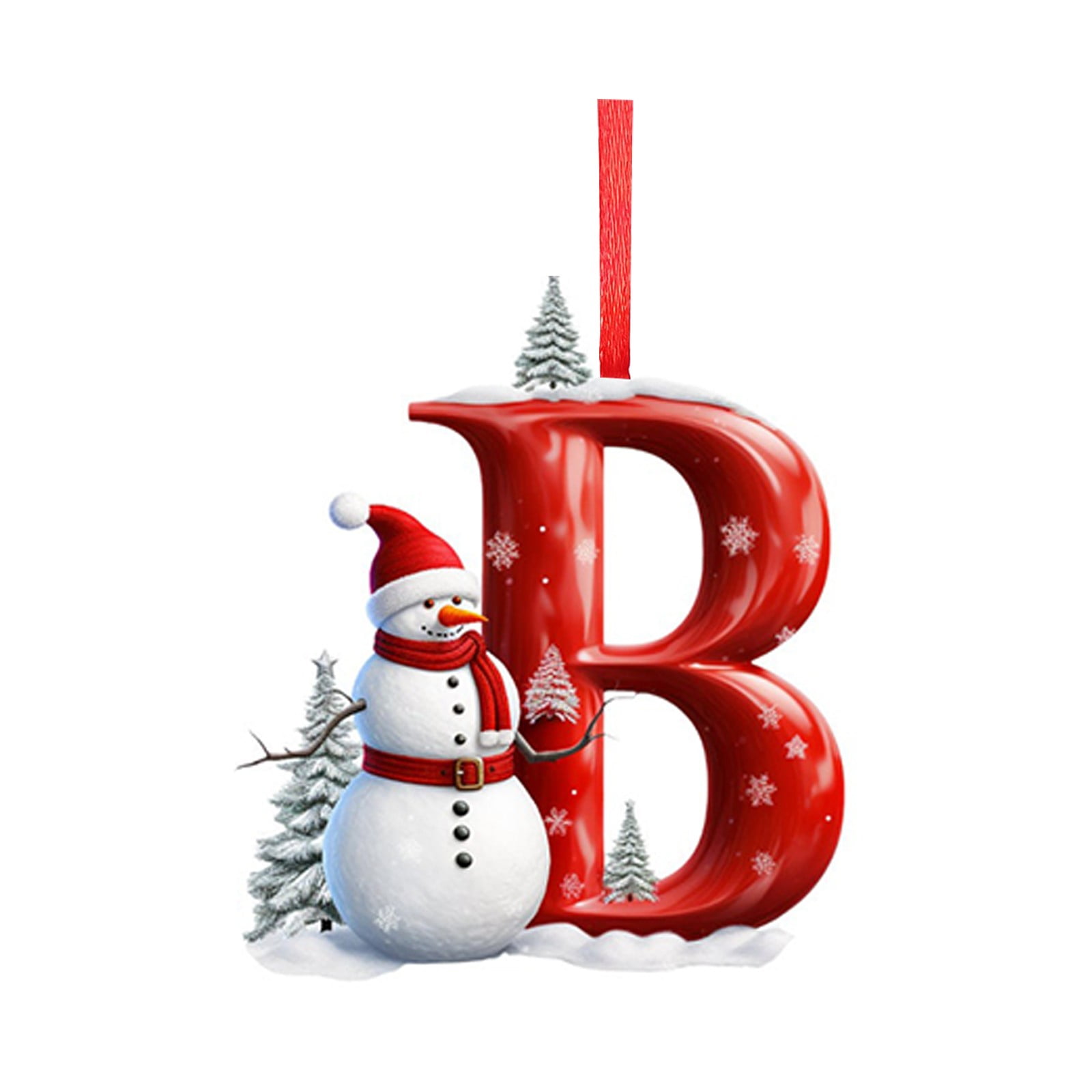 Divhosrg Merry Christmas - Personalized Family Acrylic Ornament, Custom Snowman Initial Ornament ...