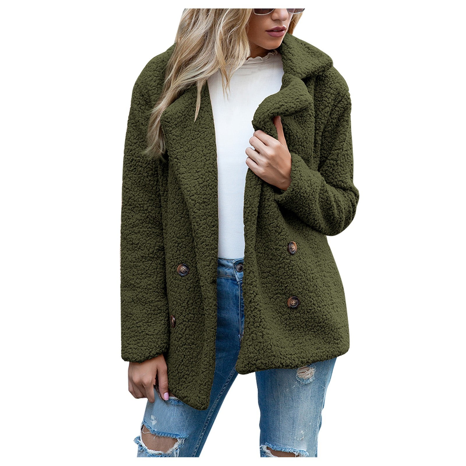 Fleece Dark Green Teddy Bear Jacket Divhosrg Sherpa Jacket Women