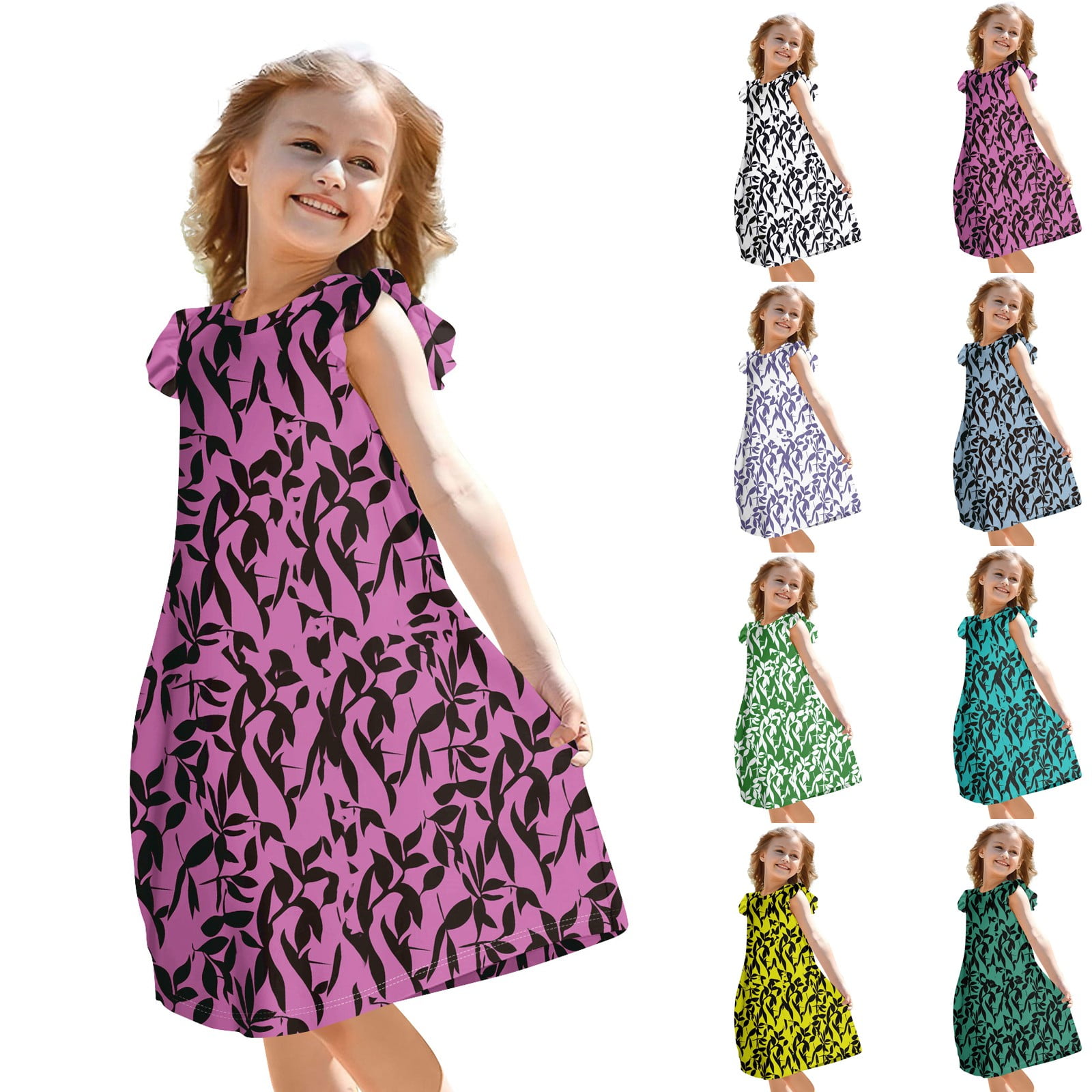 Girls Purple Ditsy Floral Tank Dress – Tween Boutique Dress main image 1