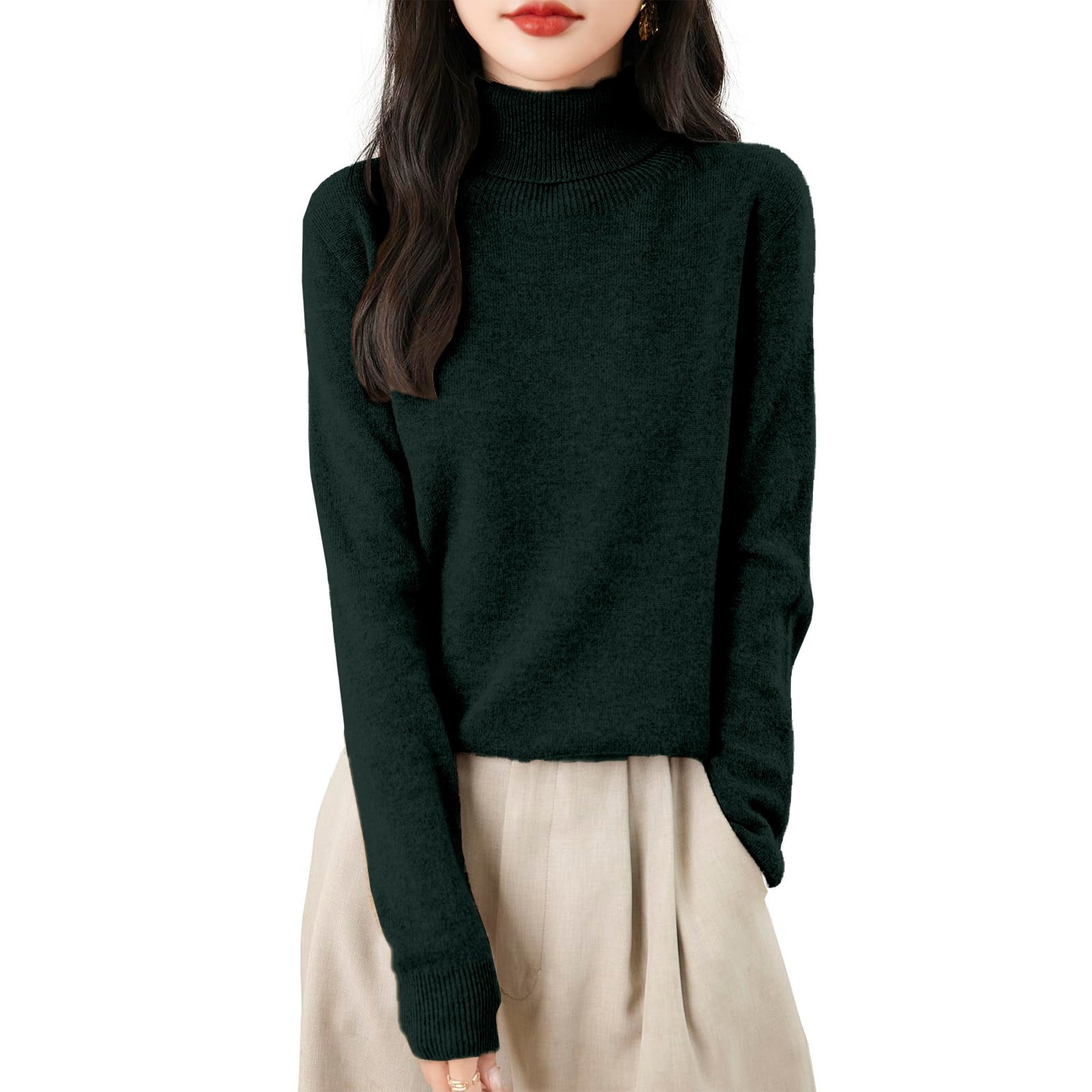 Divhosrg Womens Knit Sweaters Basic Soft Cotton Fall Winter Sweaters ...